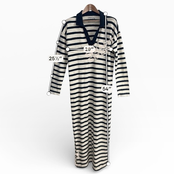 Faherty Navy Stripe Long Sleeve Maxi Dress Collared Women’s Small Beach Coverup - Picture 5 of 6